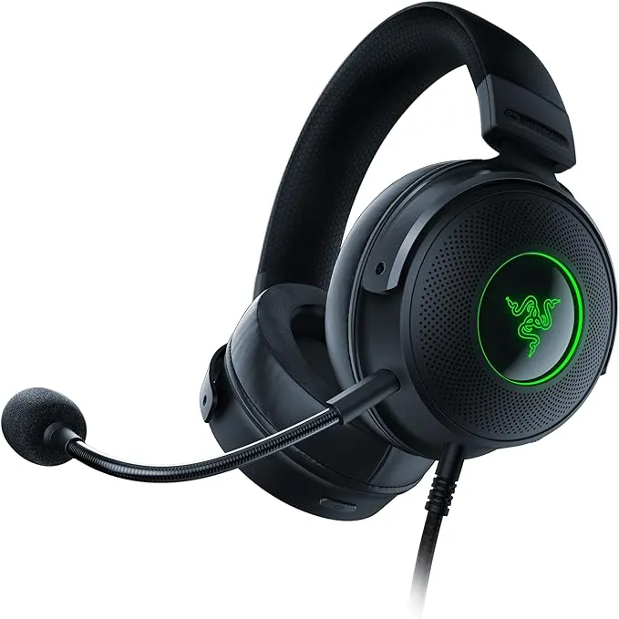 Razer Kraken V3 HyperSense Wired USB Gaming Headset w/Haptic Technology: Triforce Titanium 50mm Drivers - THX Spatial Audio - Hybrid Fabric & Leatherette Memory Foam Cushions - Detachable Mic